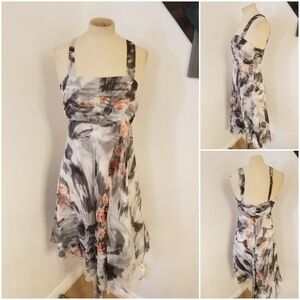 Nougat London 100% Silk Midi Dress Sz 1 XS/S Lined Floral Embellished